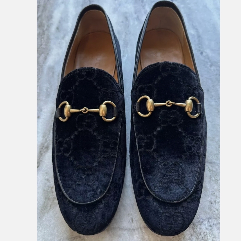Men's Black Loafers with Gold Detailing